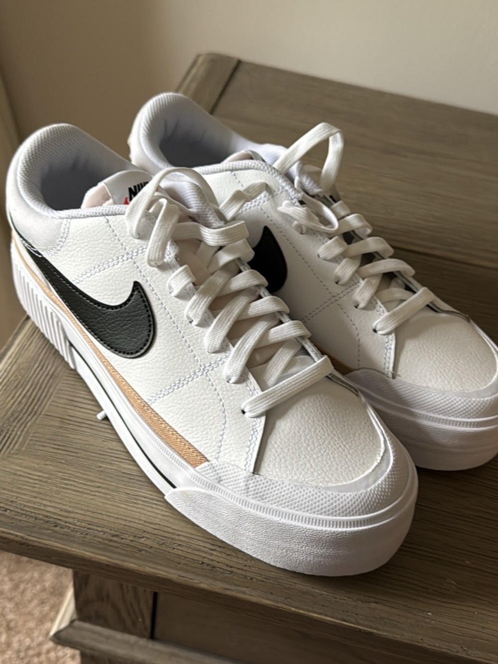BNIB Nike White Box Label with Black Swoosh and Orange Text